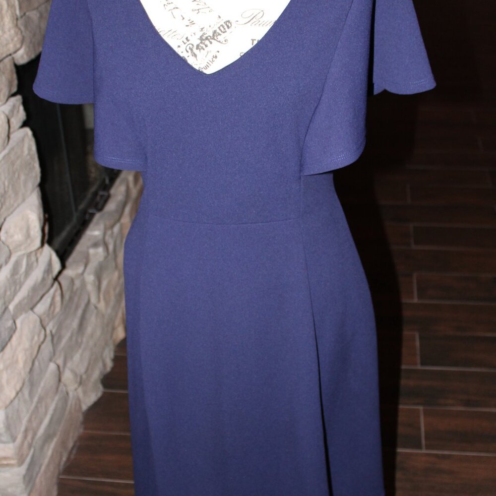 Liz Claiborne Fluttered Sleeve Navy A-Line Dress